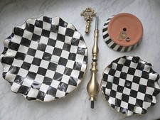 MacKenzie Childs Courtly Check Ceramic Three Tiered Sweet Stand ××PARTS ONLY.×× picture