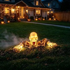 Halloween Zombie Groundbreaker Outdoor Decoration Light-up Face Arms Lawn Stakes picture