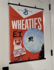 RARE E.T. Extra-Terrestrial WHEATIES Steven Spielberg Banner Scroll Poster ET picture