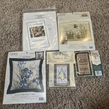 Lot of 5 Sealed Cross Stitch Kits Butterfly Floral Snowflake Candamar NEW picture