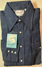 Vintage Wrangler 27MW Sanforized Denim  Snap Button Western Shirt NWT Deadstock  picture