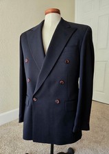 Vtg Polo Ralph Lauren Blazer Sport Coat “Mint” 40R Navy Wool Double Breasted. picture