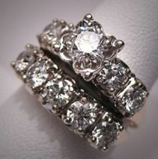 Antique Art Deco 2.30 Ct Diamond Vintage Wedding Ring Set 14K White Gold FN picture