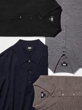 UNIQLO Merino Knit Polo Shirt XS-3XL Long-Sleeve Men 478537 Japan New picture