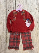 BMagical By Btween Holiday Pajamas Set Sequin Plaid Pants Sz 4T NEW picture