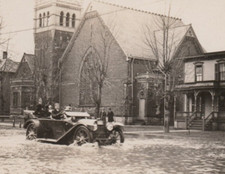 Massive Flood Downtown Underwater Disaster People Early Car RPPC Postcard picture