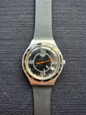 Swatch Irony Big Carbonoir YGS460 Quartz Watch Black Dial Date 37.4mm picture
