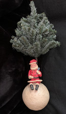 RARE Poliwoggs Santa on  Snowball Holding  Tree w/ 19 mini ornaments Dept 56 picture