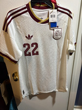 adidas authentic Spain Cubarsí #22 Soccer Jersey Men’s Size L White Maroon Gold picture