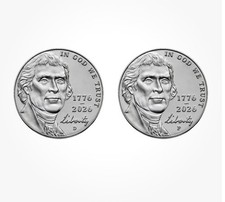 1776-2026 P D Semi-Quincentennial Jefferson Nickel  - Set of 2 Coins - UNC picture
