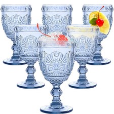 Singhoow 6 Pcs Goblet Glasses 10 Oz Wine Glasses, Drinking Glasses Colored picture