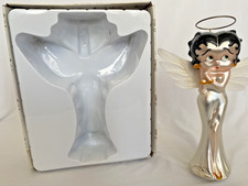 Vintage 1998 Betty Boop Satin Glass Angel Christmas Tree Topper w/Box picture
