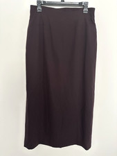 VTG NWT Escada Margaretha Ley Skirt Sz 42 Dark Brown Long Straight Virgin Wool picture