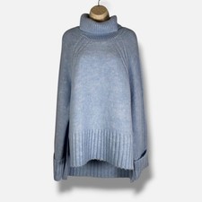 Saks Fifth Avenue Women's Blue Turtleneck Cuffed Sleeve Sweater Size M picture