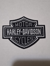 Embroidered Harley-Davidson Shield Iron On Patch Gray and White picture