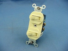 Leviton 5224-I Ivory Double Wall Light Switch Duplex Toggle 15A Single Pole Bulk picture