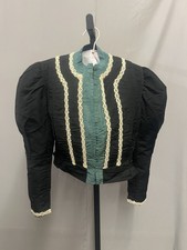 1890’s Black & Jade Green Silk Leg-a-mutton Sleeve Bodice - Part Of Dress picture
