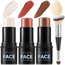 3Pcs Cream Contour Stick Makeup Kit, Shades with Highlighter, FAIR(7+9+11) picture