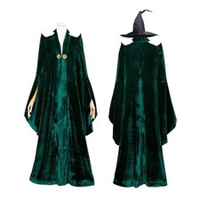 School of Witchcraft Professor McGonagall Costume Halloween Witch Wizard Robe picture