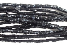 Vintage Irregular Shape Black Glass Beads (6 strands) African Trade picture