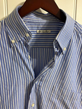 Loro Piana Blue Striped Button-Down Cotton Long Sleeve Shirt Made in Italy picture