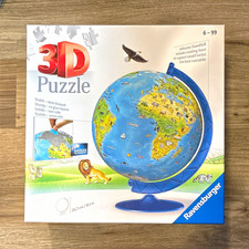 Ravensburger 3D Puzzle Globe w/ Rotating Base, Maps Theme, Blue, 6-99 picture