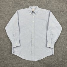 Vintage Brooks Brothers Shirt Mens 15.5 Blue Long Sleeve Supima Button Down USA picture