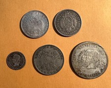 BOLIVIA 1861 1/2 REAL, 1865 1/2 MELGAREJO, 1892-H 10 CENTAVOS, 1881, 1909-H 20 C picture