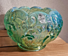 VINTAGE FENTON TEAL OPALESCENT LILY OF THE VALLEY CANDLE/ROSE BOWL picture