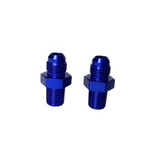 2 Pcs AN6 6AN Straight Male Flare to 1/4” NPT Fitting Adapter Blue Aluminum picture
