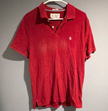 Original Penguin Men’s Red Solid Polo Short Sleeve Spread Collar Button Logo M picture