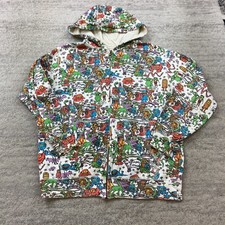 VTG Volcom Lil Monsters Ryan Sheckler Zip Hoodie Small White Print Y2K Alt Skate picture