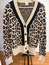 Cabi Nine Lives Animal Print Buttoned Knit Cardigan Size M Cropped Multicolor picture