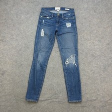 FRAME Le Skinny de Jeanne Women's Jeans Size 26 Blue Distressed Stretch Denim picture