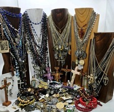 Religious Jewelry Lot Vintage to Now Rosaries Necklace Pendants Bracelets 308 pc picture