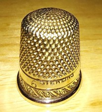 Antique Sterling Silver Thimble Size 6 Ornate Floral Scroll Sewing Collectible picture