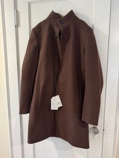 Theory Men's Maroon Wool Stand Collar Button-Front Belvin Overcoat Coat - Size M picture