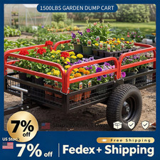 ATV Utility Trailer 1500LB 15CuFt Pull Behind Removable Sides Steel Cart picture