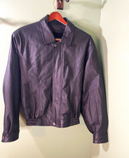 Oscar Piel Mens L Genuine Leather Bomber Jacket Black Zip Out Liner Y2K Vintage picture