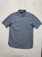 AllSaints Mens Shirt  Short Sleeve Casual Button Up Blue Size Medium picture