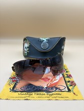 VTG Ed Hardy EHS030 Tortoise Shield Sunglasses w/ Rhinestones, Case & Cloth picture