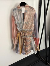 Matching striped lace waist long-sleeved shirt dress short skirt picture