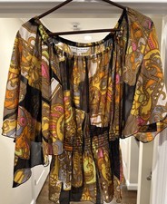 Trina Turk 93% Silk Multicolor Blouse Size M picture