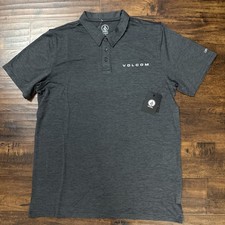NWT Volcom Hodad Gray Short Sleeve UPF 50 Stretch Golf Polo Shirt Men’s L. A8 picture