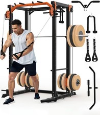 Smith Machine for Home Gym Power Cage w/LAT Pull-Down & Cable System 2000LBS US picture