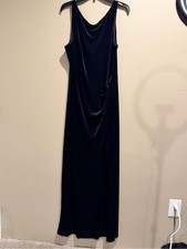 NWT BCBG Max Azria Black Velvet Draped Maxi Dress L $215 picture