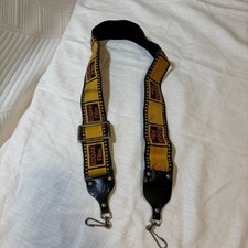 Vintage Kodak Film Camera Strap Yellow Black Filmstrip Adjustable Metal Clips picture
