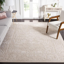 Luxurious Large Cream & Ivory Area Rug 11x15 - Easy Clean & Non-Shedding picture