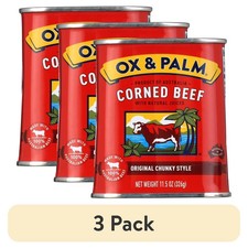 3 pack Ox & Palm Corned Beef original chunky Style in Tapered Can 11.5 oz can. picture