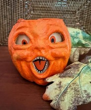 Vintage Halloween  Jack O' Lantern Paper Mache Pulp  early 1950